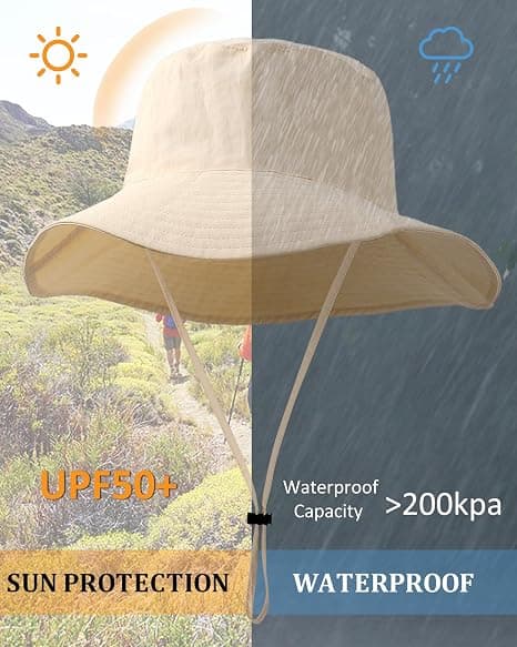 Vattentät Solhatt UPF 52+ Bucket Hat UV-Skydd Beige Beige