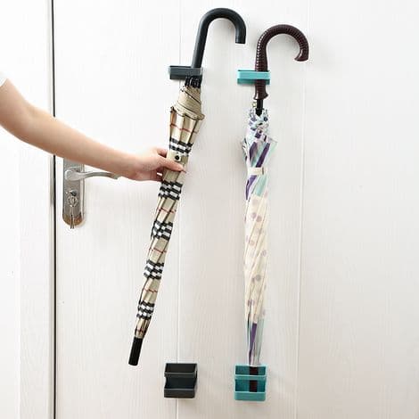 Creative wall-mounted umbrella holder with shelf and drying rack