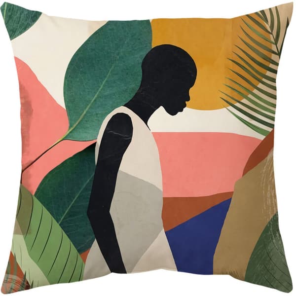 Boho Pudebetræk 45x45 cm, Sæt med 4 Moderne Abstrakte Kunstpiger Blade Sol Sofa Dekorative Pudebetræk Vaskbart Linned Tekstil Pudebetræk