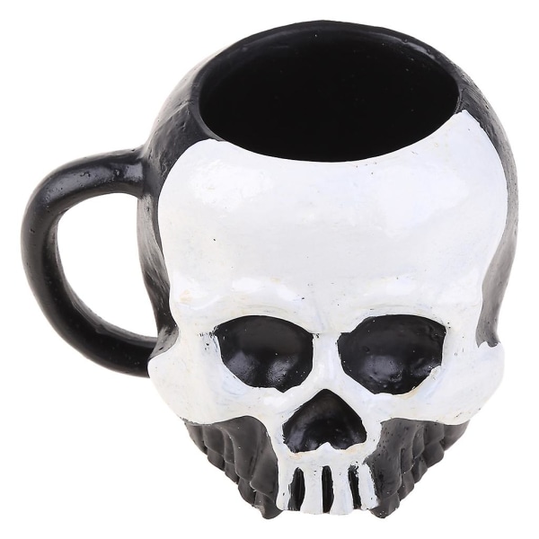 Realisttisk Skelet Kaffe Kop Halloween Harpiks Håndværk Ornament Skrivebords Dekoration Hvid