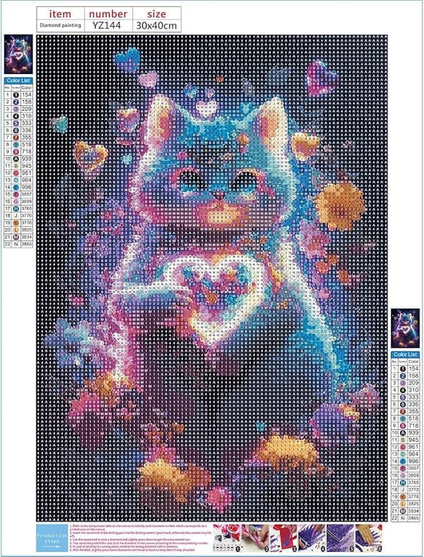 1. 5D Chat Coloré -timanttimaalaus, DIY-kukkamaalausbrodeeraus