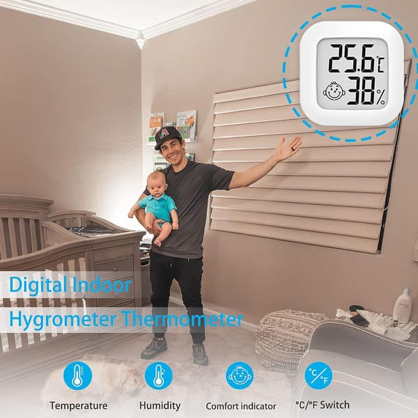 2 stk Hygrometer Celsius termometer, mini vegg digital innendørs