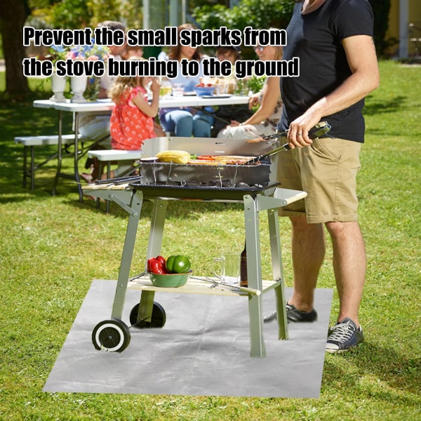 Qian Yegbong Palonkestävä Matto Ulkokäyttöön Pihalle Patio BBQ Palonkestävä Matto Palonkestävä Kangas Hopea Suorakulmainen Kestävä Korkeille Lämpötiloille Tyyli 6