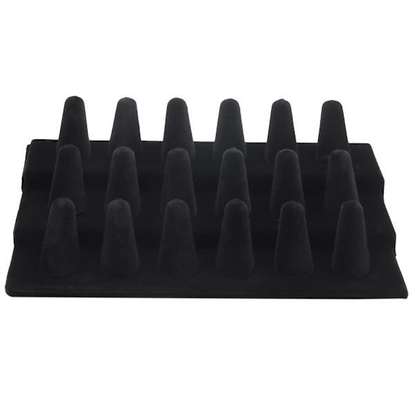 Sort Træ, Flanel 18 Finger Ring Organiser Holder Smykke Opbevaring