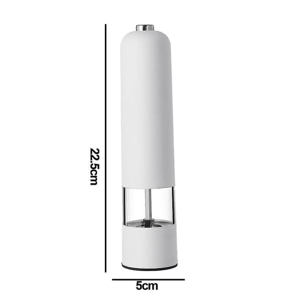 Electric Salt and Pepper Grinder - Automatic, Refillable, Stainless Steel Spice Grinders with Light-26 (White)