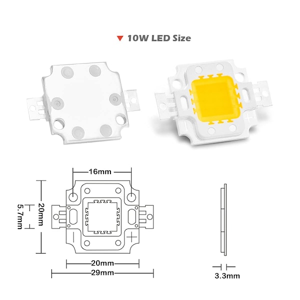 Hög Effekt LED-chip 10W Varmvit (3000K - 3500K / Ingång 900mA / DC 9V - 11V / 10 Watt) Super Stark Intensitet SMD COB Lampa