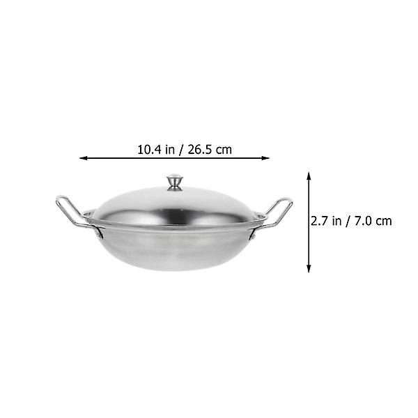 1 sæt køkkengryde i rustfrit stål kogegrej Genanvendelig køkkenpande til hjemmet køkkengrej Sølv26. Silver 26.5X26.5X7CM