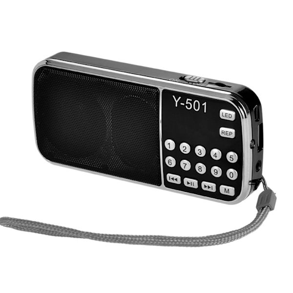 Mini Højttalere Bærbar Musik Afspiller Disk Højttaler FM Radio - Sort