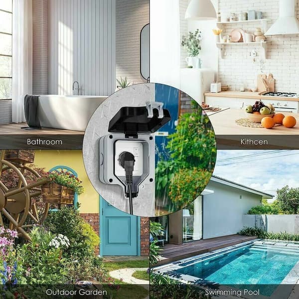 Waterproof IP66 Socket with Switch and Waterproof Junction Box, Dustproof Outdoor Wall Socket