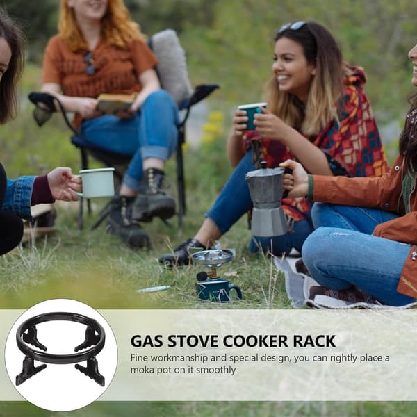 Gas Stove Rack Coffee Pot Rack Iron Smooth Surface Stable Placement Black for Home Use