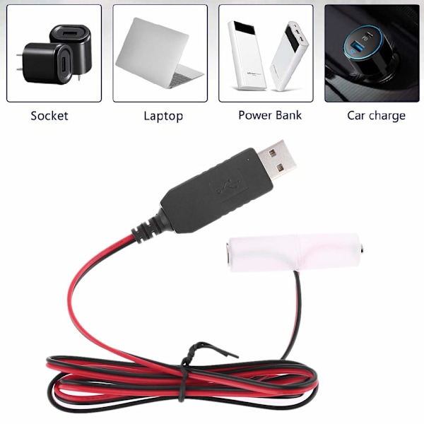 AA-paristojen eliminointivirtalähdeadapteri, 2 m USB-virtalähdekabel, 1,5 V - 6 V, Eliminointi USB-virtalähde