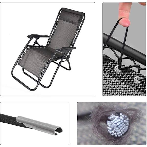 Professionelle udskiftningskabler til Zero Gravity stol (6 kabler), Zero Gravity Recliner reparationsværktøj til loungestol (sort)