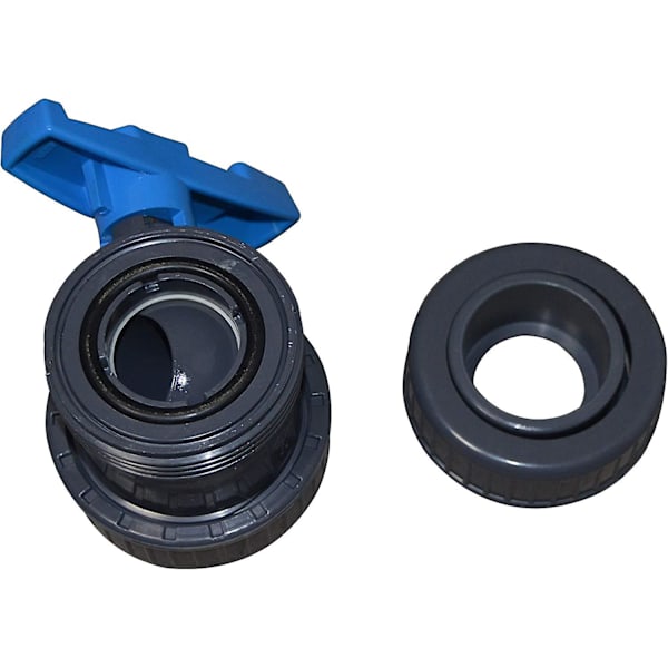 Palloventtiili 50mm - Valmistettu PVC:stä - Liitännällä molemmin puolin - 50mm holkki - Harmaa 12