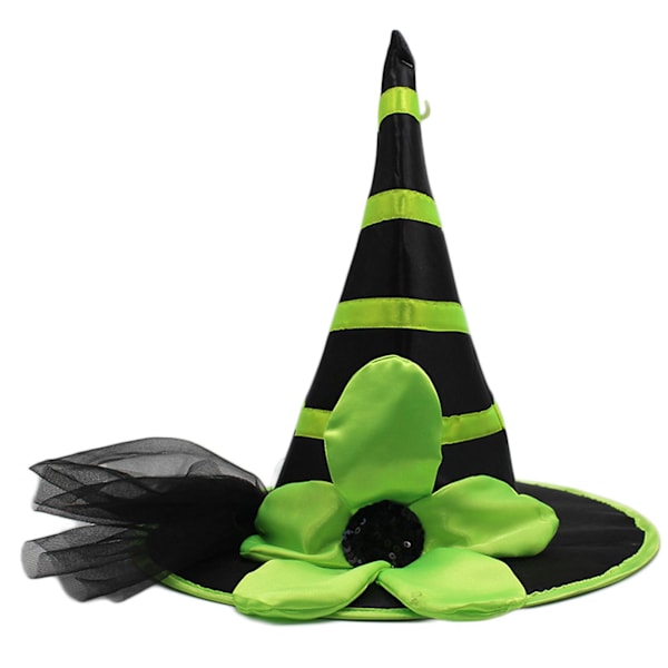 Partyhatt Häxhatt Halloween Stor Trollkarlhatt Magikerhatt Kostym Grön