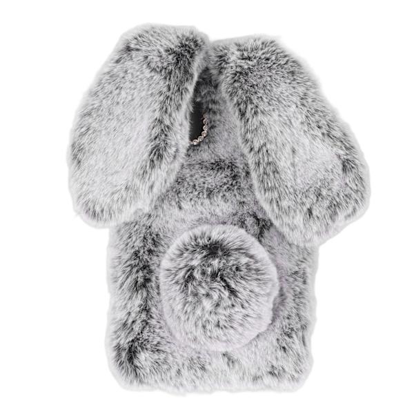 Sweet Rabbit Ears Plush Case Soft Grey Bunny Ears Protective Shell for iPhone 11