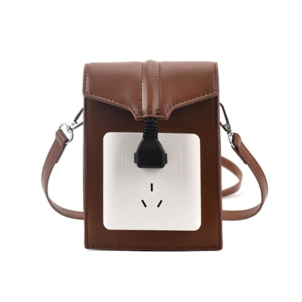 Vattentät PU Crossbody Väska Personlighet Simuleringskontakt Uttag Damväskor Brun