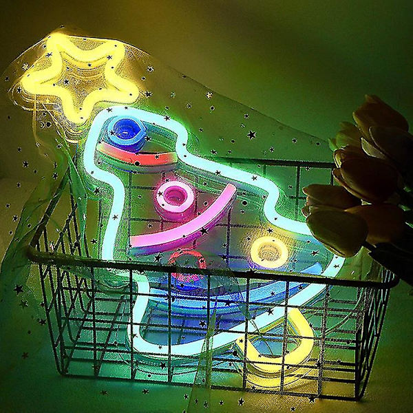LED Neon Väggskyltar Julgran Ljus Väggdekor Med På/Av-Brytare Konst Neon Skylt Festival Ljus