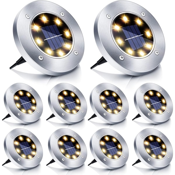 Aurinkokatuvalo, 10 kpl LED-aurinkopuutarhavalot IP65 Aurinkopuutarhavalo Vedenkestävä Lämmin Valkoinen