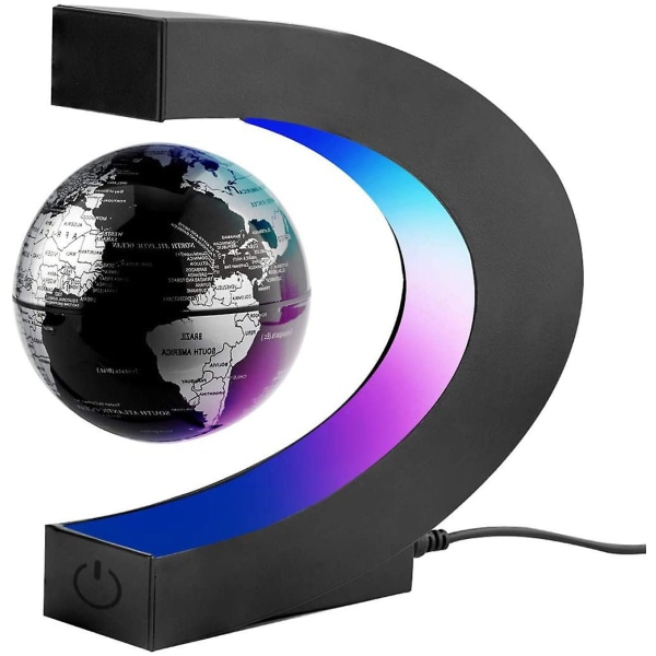 C-form Magnetisk levitasjon Flytende verdenskartglobe med støtte for LED-skjerm, roterende jordklodekule, hjemmeinnredningskontor