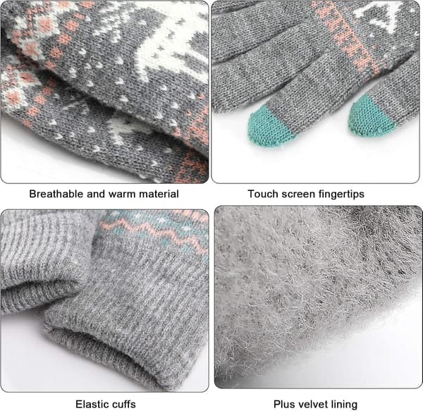 Vinterstrikkede varme handsker Unisex Touchscreen, Termisk Elastisk F