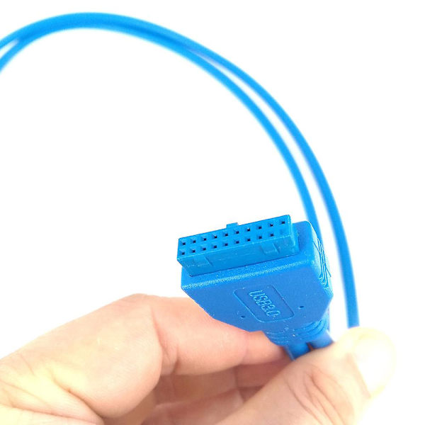 USB 3.0 Bakpanelutbyggnadsfäste till 20-stiftshuvudkabel (2-port) Blå