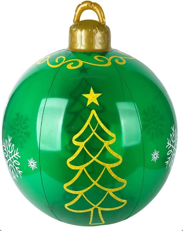 1 stk grøn PVC oppustelig julekugle kæmpe dekoreret jul