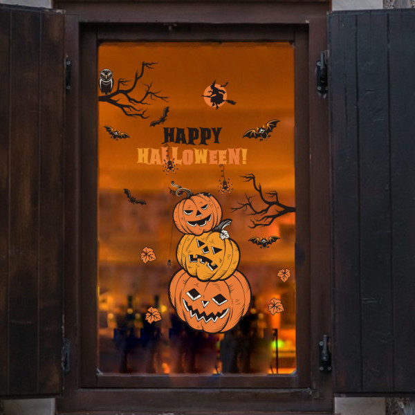 Halloween Decorations Ikkunan kiinnikkeet, Söpö Pumpkin Ghost Bat Hat Boo Window Tarrat lasiikkunoihin, Happy Halloween De