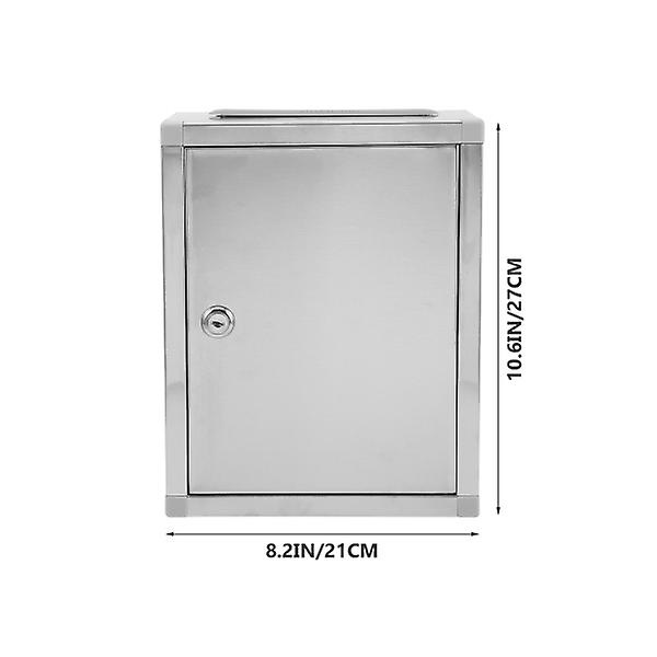 Stor Sikker Depositboks Sikkerboks Donation Ballot Box Mail Manager Curbside Donation Box Sølv 27x21cm Silver 27x21cm