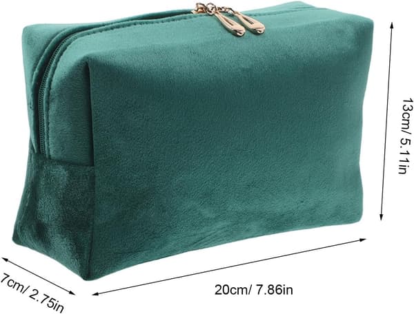 Fløjls makeuptaske, stor kapacitet til kvinder og piger, bærbart design til fester og ferier i grøn