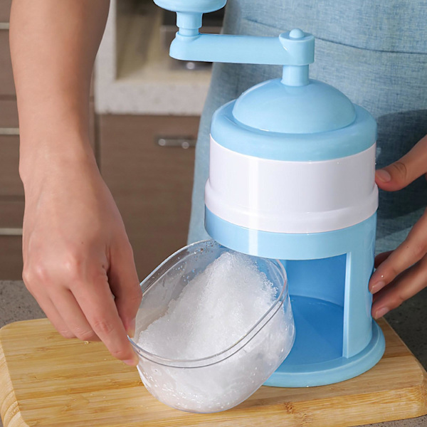 Käsikäyttöinen Jääkone Manuaalinen Hedelmäsmoothie Kone Kotikäyttöön Jääraastin Pieni Jäämurskain Taivaansininen