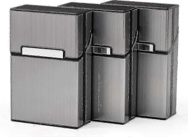 3-pack Cigarette Case Cigarette Box for Men Cigarette Case for Women Aluminum Cigarette Pack Magnetic Closure Grey