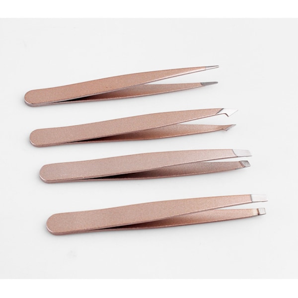 4 stk. rosaguld vippe pincetter til extensions, pincetter til at lave volume og klassiske fans, professionel vippe extension