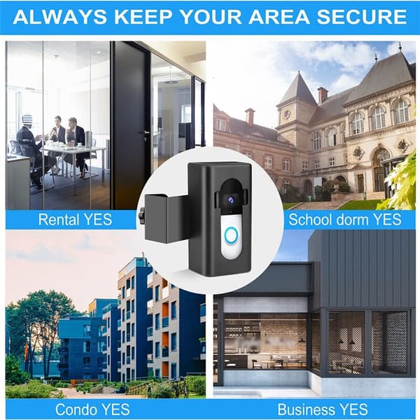 Anti-Theft Doorbell Door Mount, No-Drill for Video Doorbell, Does Not Block Sensor