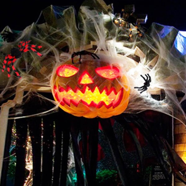 Artificiell spindelnät Halloween dekoration Skrämmande festscen Prop Stretch Spider WebBlack