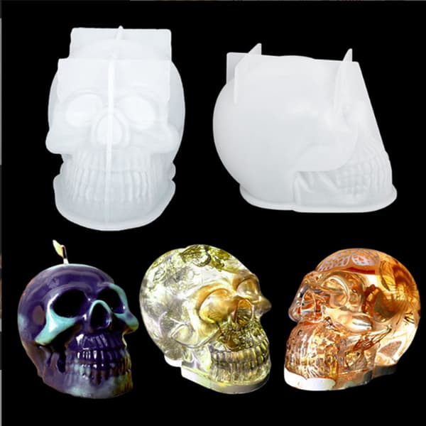 2 st ljusformar 3D skalle och pumpa silikonformar, Halloween