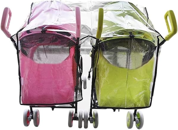 Universal Rain Cover for Twin Stroller Side-by-Side Clear PVC Waterproof