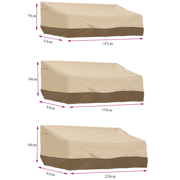 Slitasje- og værbestandig sofaovertrekk for utemøbler, 3-seter, vanntett (88\"B x 32\"D x 32\"H)