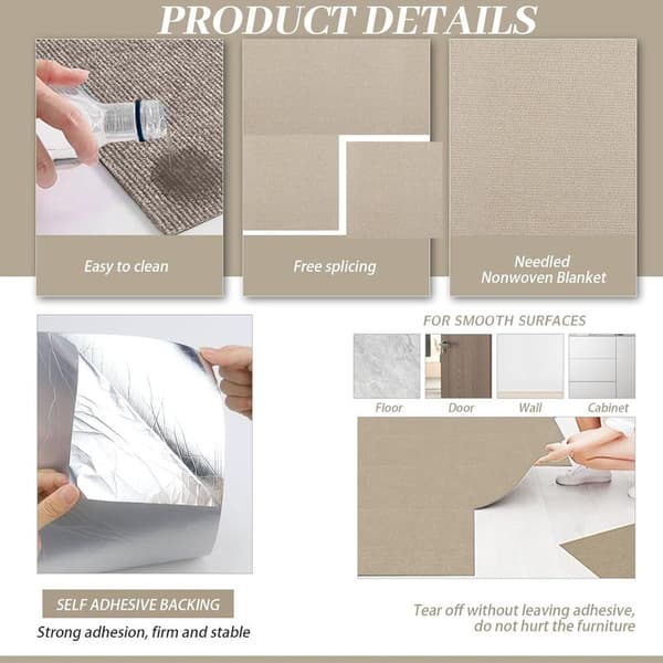Selvklebende klorebrett, khaki katteklormatte, katteklormatte, katteveggmatte, katteklorebrett, katteklorevegg (200 cm x