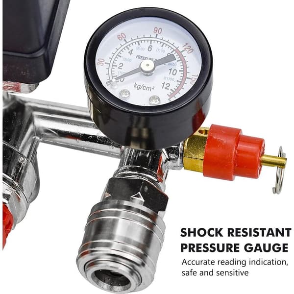 Shmshng – Luftkompressor med trykafbryder – 90-120 PSI trykregulator – 0-180 PSI trykmåler – Nem installation