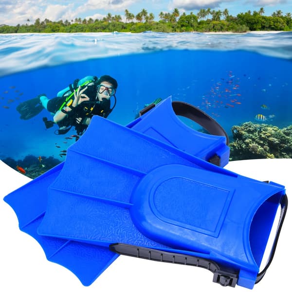 PVC Lätta Simfötter för Barn, Dykning, Simträning, Snorkling, Korta Simfötter Blå 25-30 Yard
