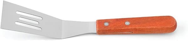 Spatel i rustfrit stål, metalskraber til støbejernspande, grillspatel med træhåndtag, elastisk spade