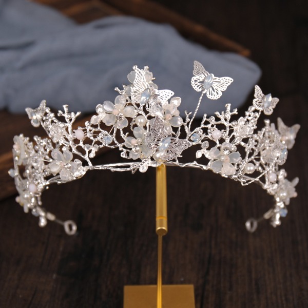 Bridal Butterfly Tiara Barokki Queen Crown Crystal Costume Party -hiustarvikkeet