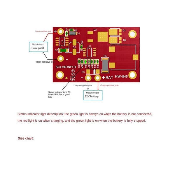 3S 3A 12V MPPT Solcellelader Kontrollermodul CN3767/CN3722 med LED-indikator for 18V Solcellepanel