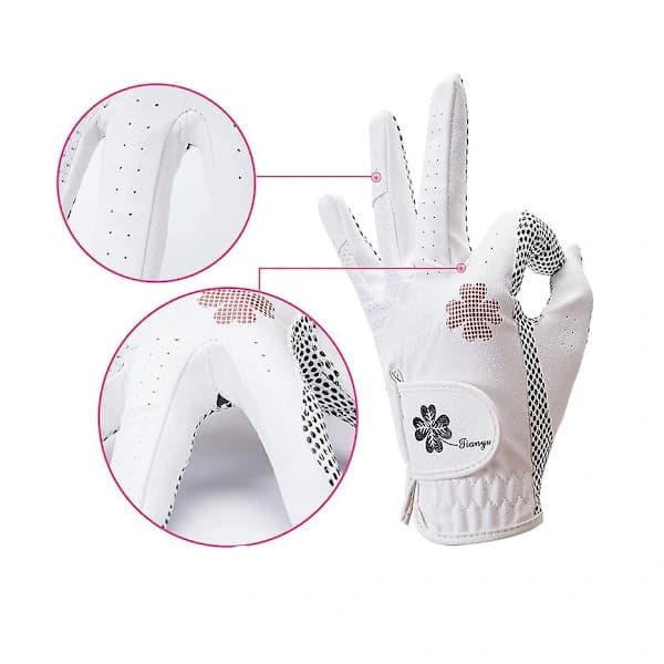 【xj】Women's Leather Golf Gloves, One Pair