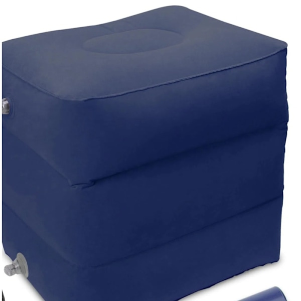 Deep Blue Oppblåsbar Fotstøttepute for Reise, Fly Relax Pute Ottomaner Bein Opp for Kontor, Hjemme Relax