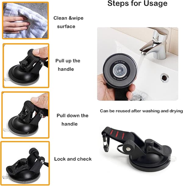 Suction Cup Anchor with Fixing Hook - Heavy Duty Suction Cup Anchor Suction Cup Mount Awning Suction Cup Accessory for Luggage
