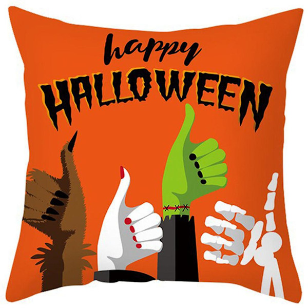 Halloween Pudebetræk til Festdekorationer - Græskar, Flagermus, Spøgelse - Landlig Pudebetræk Dekorationer
