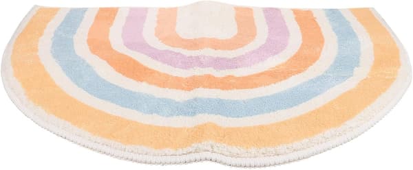 Rainbow Shaped Semicircular Polyester Doormat, Quick Water Absorbing, Eco-Friendly, Lovely Design