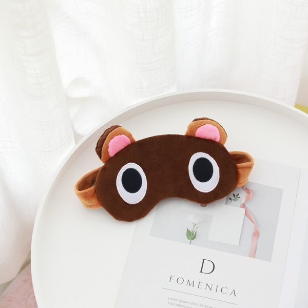 Uutuus Tom Nook -silmämaski nukkumiseen, Pesukarhu-silmäsuoja, Superpehmeä ja sileä plyysi (Ruskea karhu)