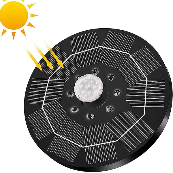 Aurinkoenergialla toimiva, kelluva ulkouima-allas, virtaava vesi, kelluva, sähköinen varastointi, värillinen valo, lintukylpyallas